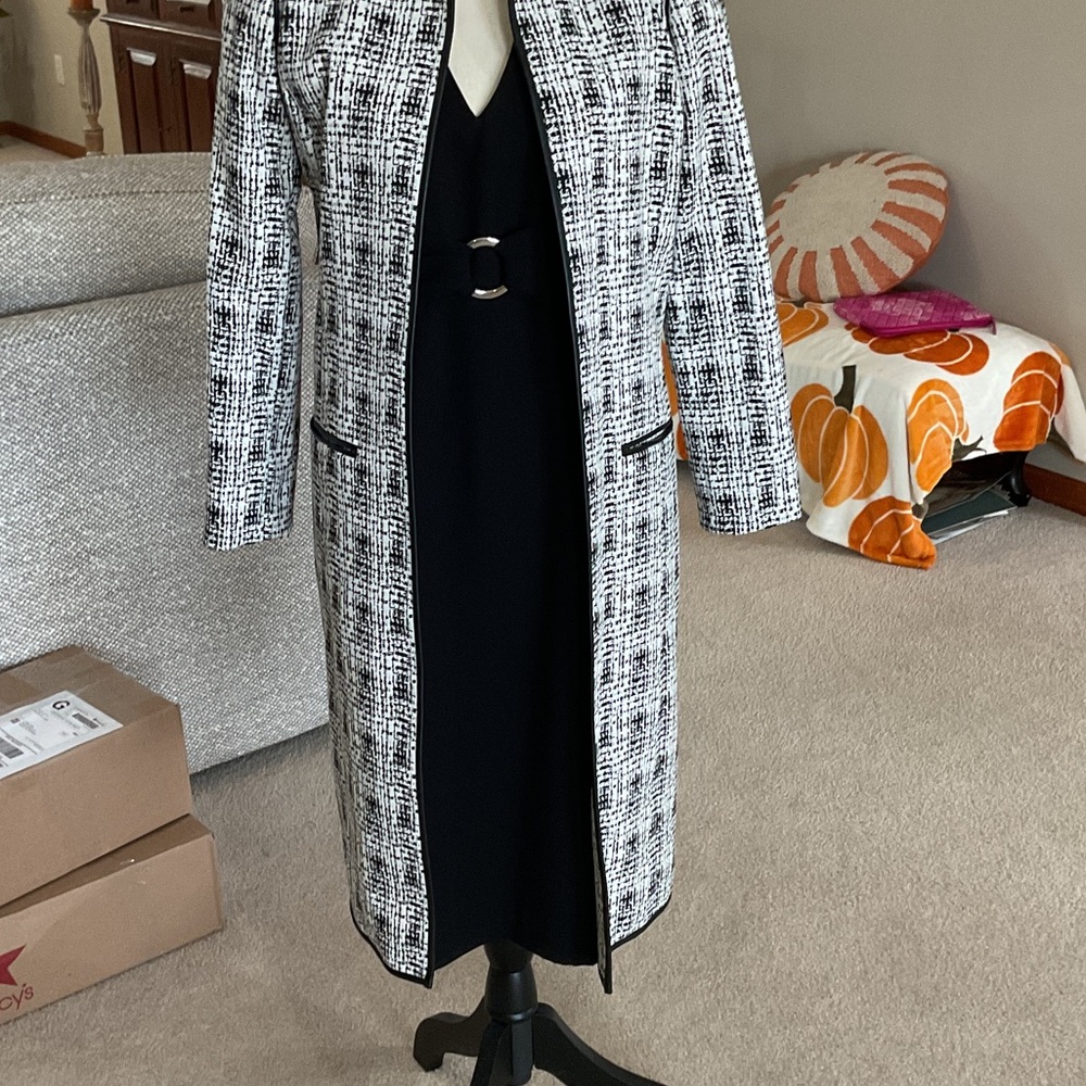 Donna Morgan Black Backless Halter Dress AND a Calvin Klein Coat - Picture 7 of 15